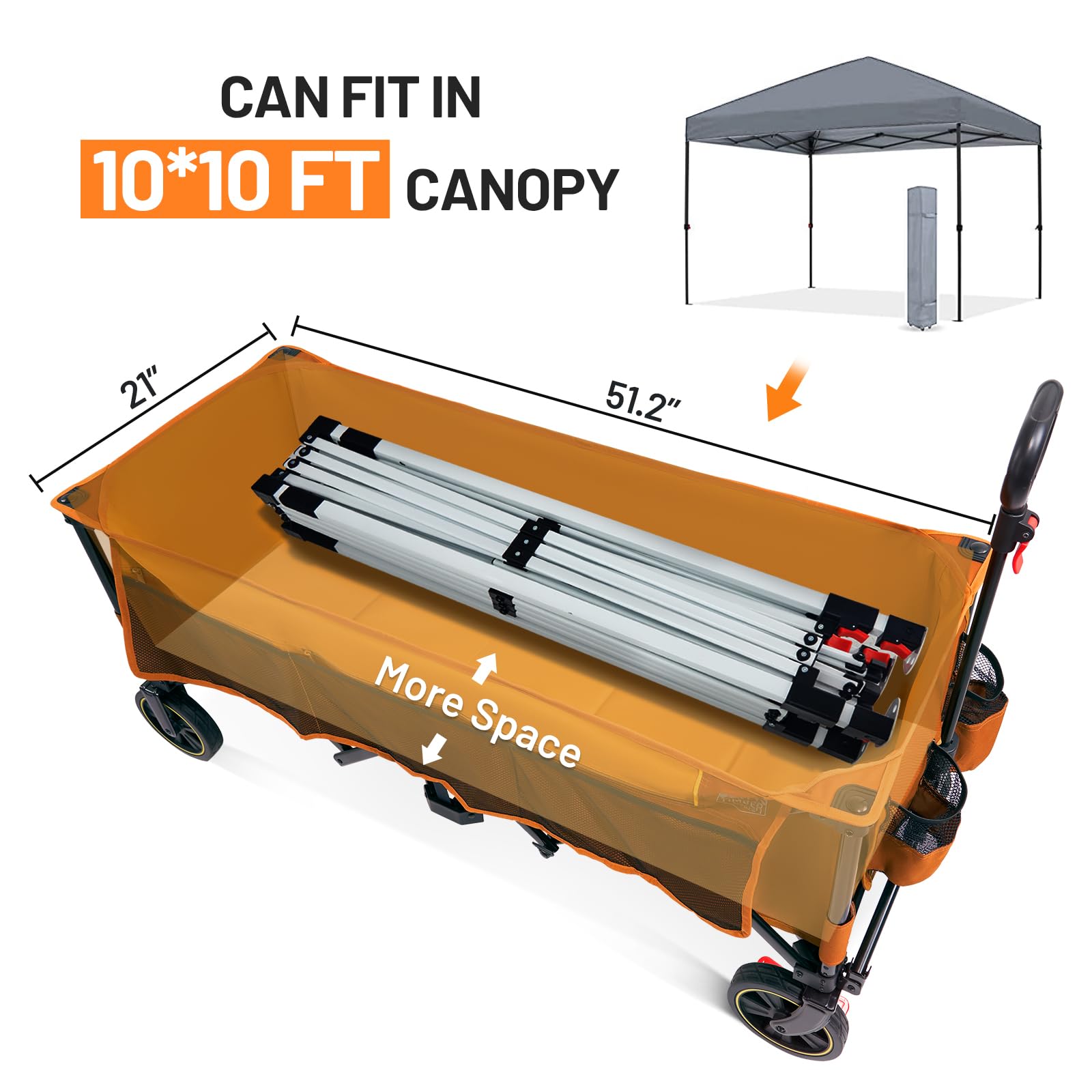 TIMBER RIDGE heavy-duty frame detail displaying three-cross chassis for greater stability
