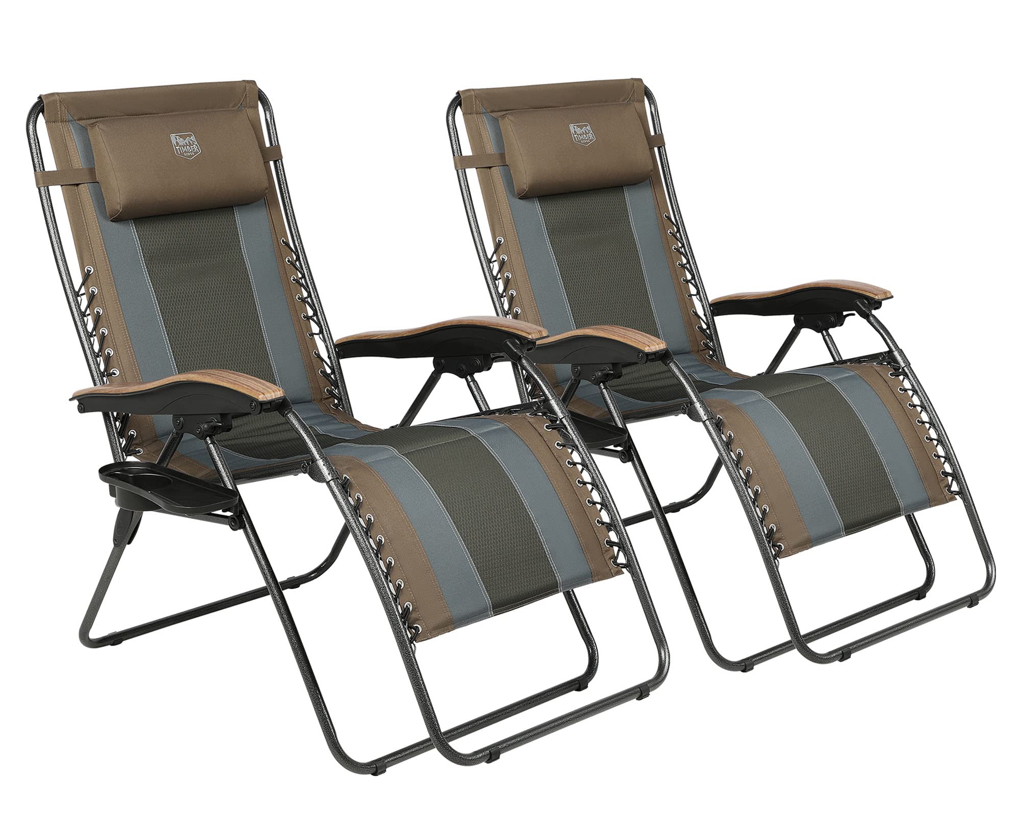TIMBER RIDGE front view of chair showing roomy seat and brown finish for comfort