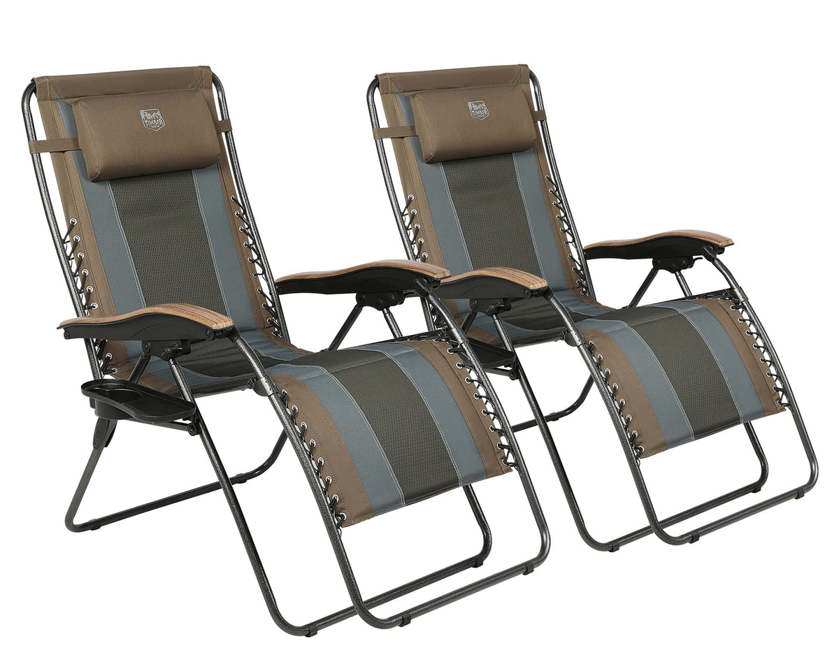 TIMBER RIDGE front view of chair showing roomy seat and brown finish for comfort