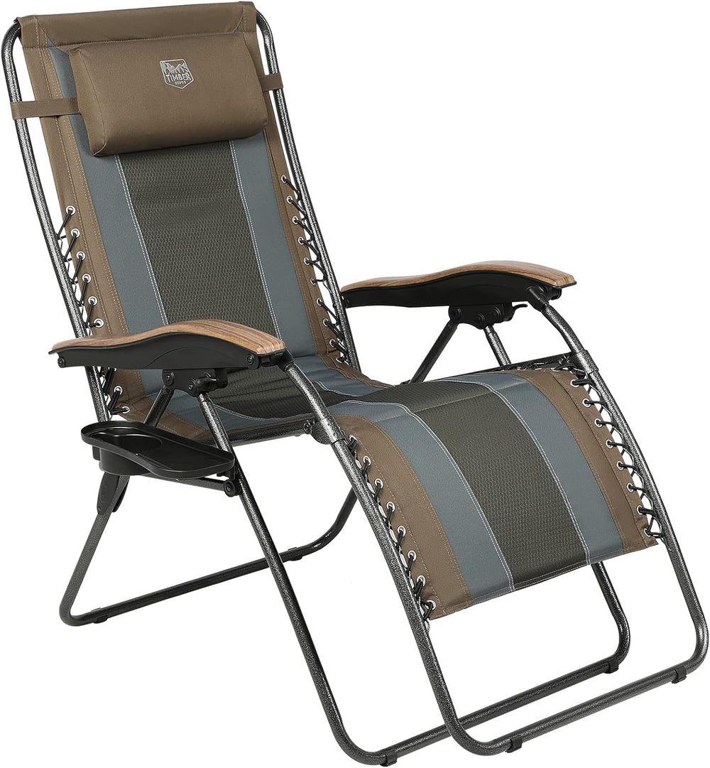 TIMBER RIDGE front view of chair showing brown padded seat and sturdy frame benefit: clear product appearance