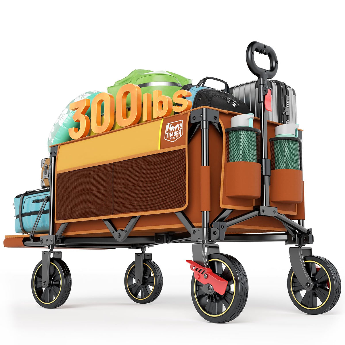 TIMBER RIDGE front view showing wagon packaging and features for easy transport