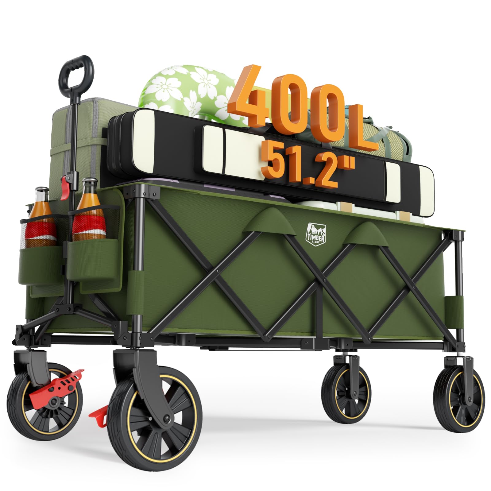TIMBER RIDGE front view of extended wagon showing large cargo capacity benefit