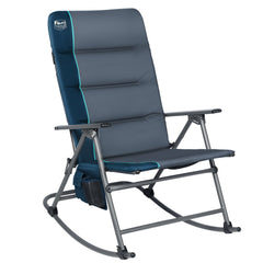 TIMBER RIDGE front view of open blue rocker showing wide seat and support
