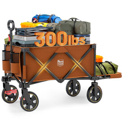 TIMBER RIDGE front view of wagon showing roomy orange cargo area and easy access