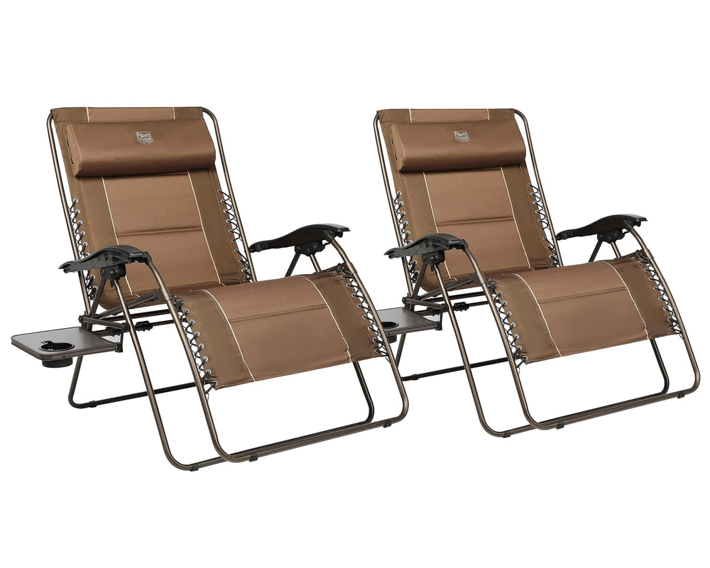 TIMBER RIDGE front view of two brown XXL chairs showing ready-to-use convenience