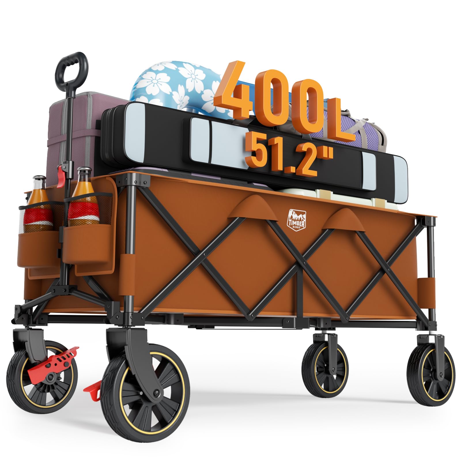 TIMBER RIDGE front view showing extended cargo area and organized gear for easier hauling