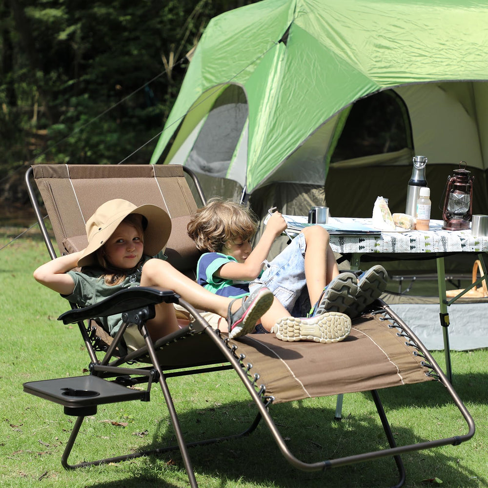TIMBER RIDGE fully reclined chair on grass for extended relaxation outdoors