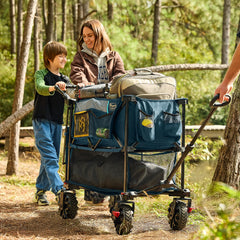 TIMBER RIDGE wagon loaded on extended 54-inch deck for large capacity benefit