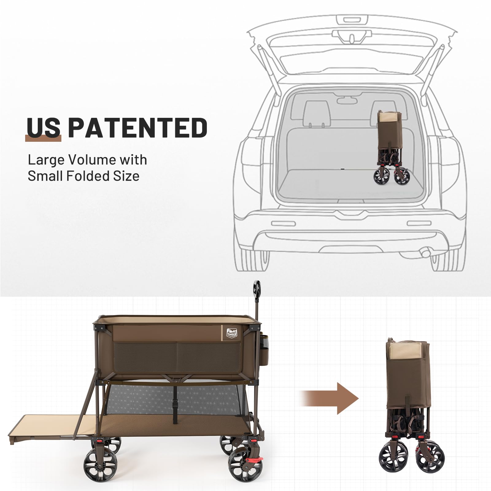 TIMBER RIDGE adjustable handle detail for comfortable pulling and easy storage