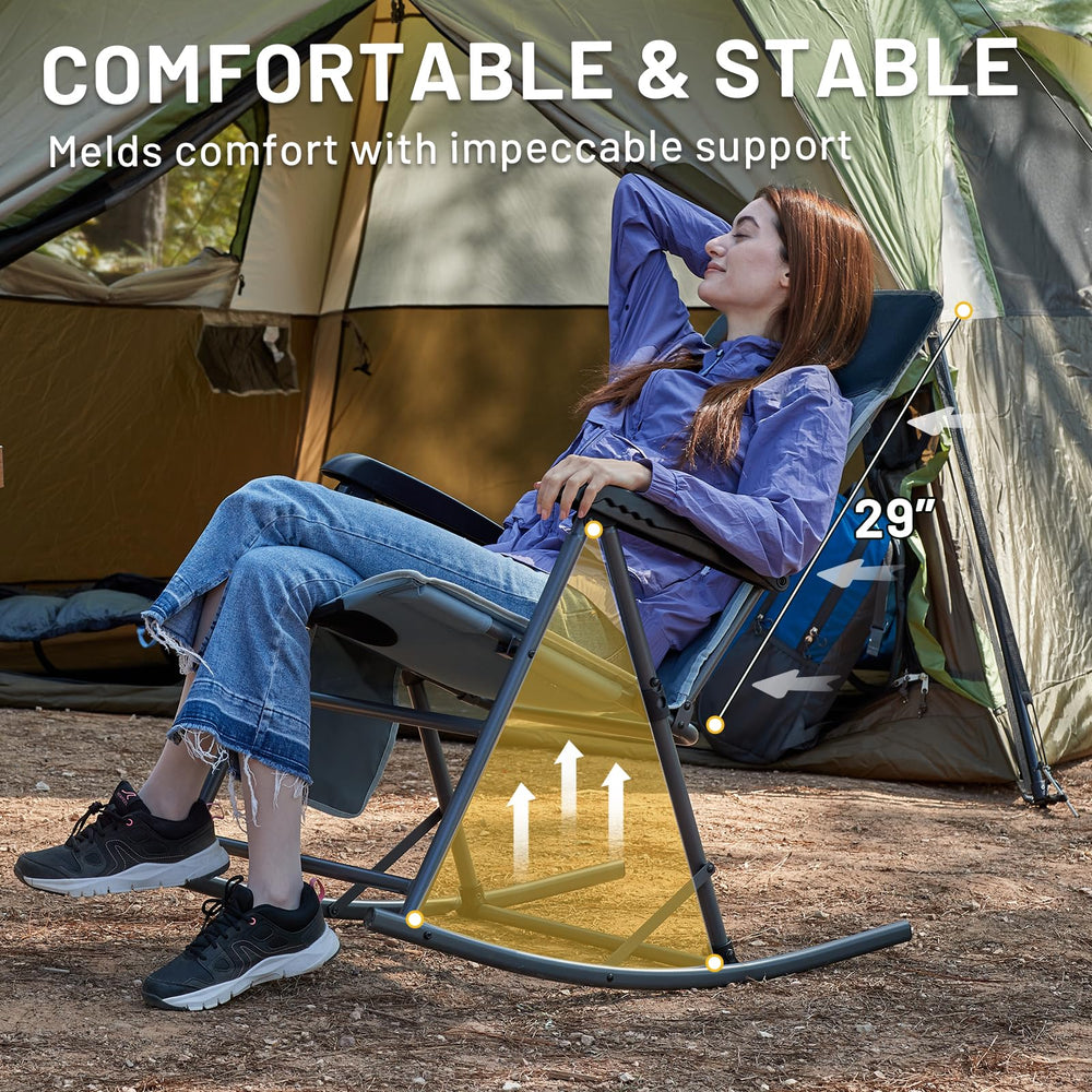 TIMBER RIDGE hard armrests and side pocket visible for easy standing and storage