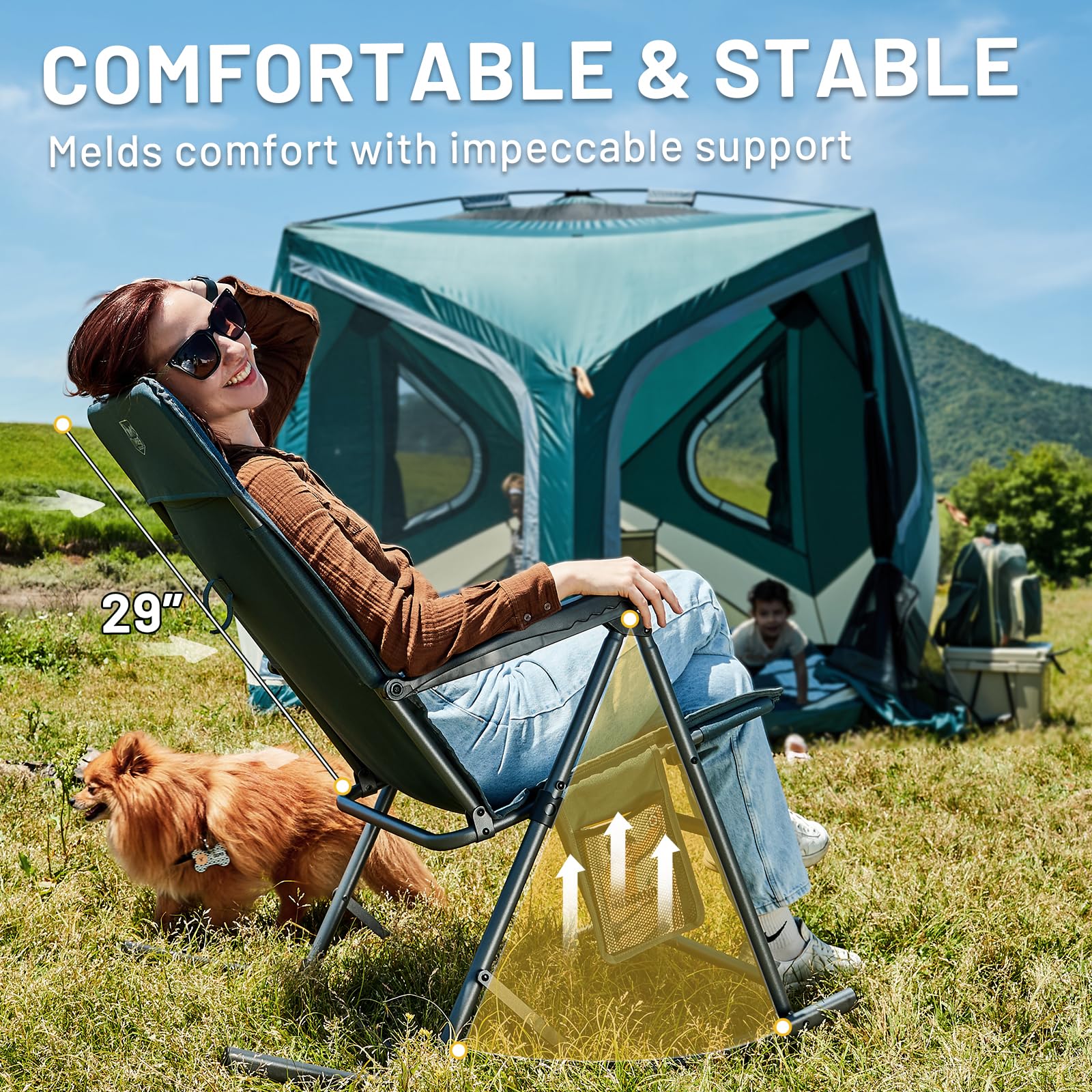 TIMBER RIDGE hard armrests detail offering sturdy leverage to stand easier