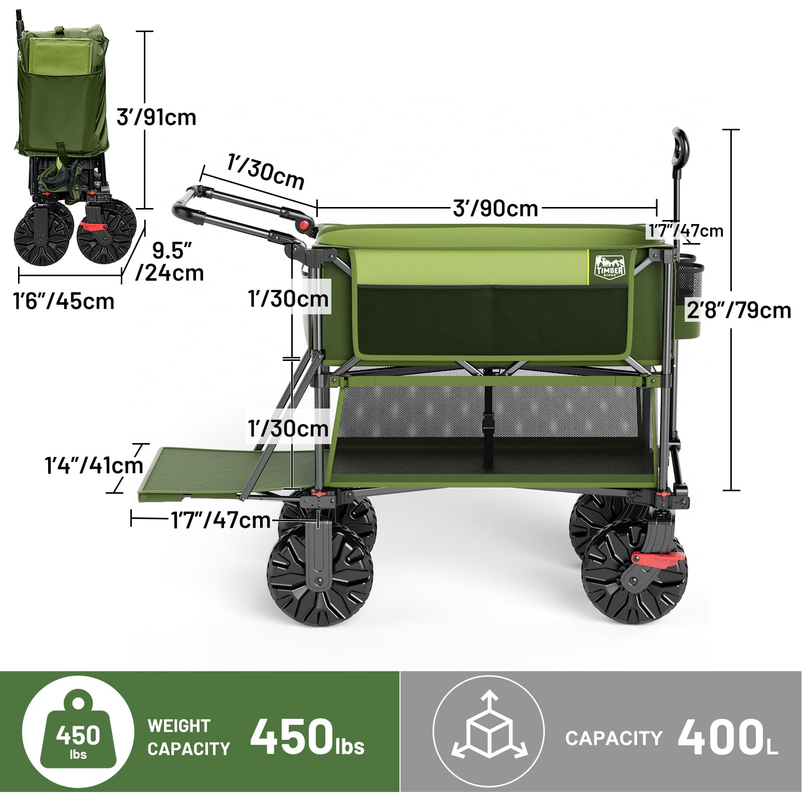 TIMBER RIDGE in-use at beach carrying coolers and chairs with ease
