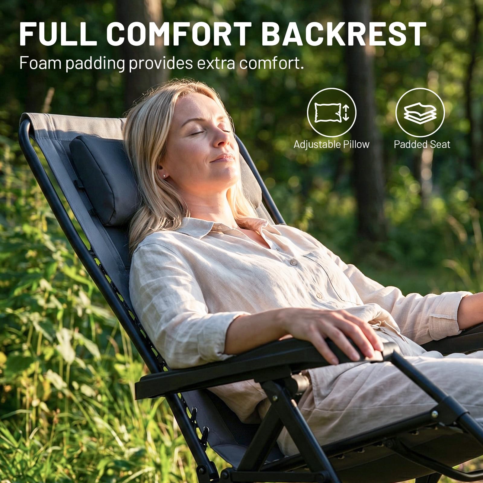 TIMBER RIDGE chair in campsite scene offering portable outdoor relaxation