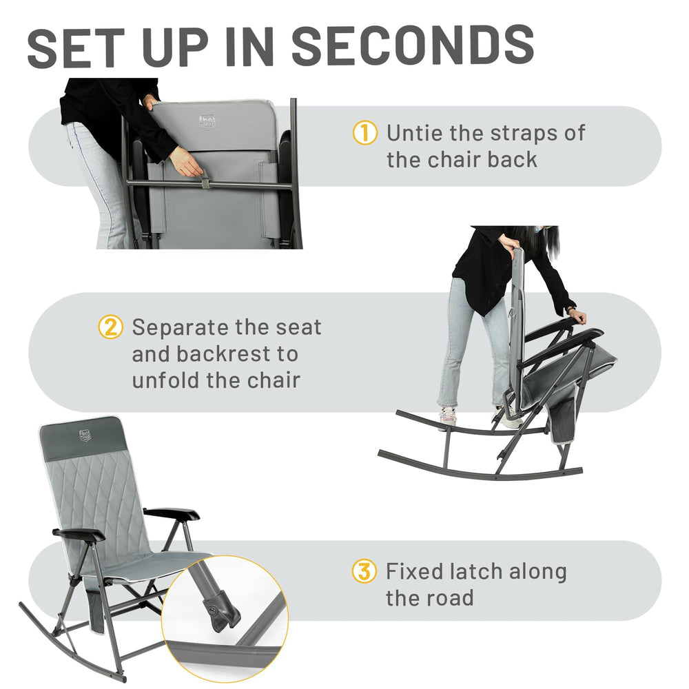 TIMBER RIDGE chair in use on patio demonstrating smooth rocking and leisure benefit