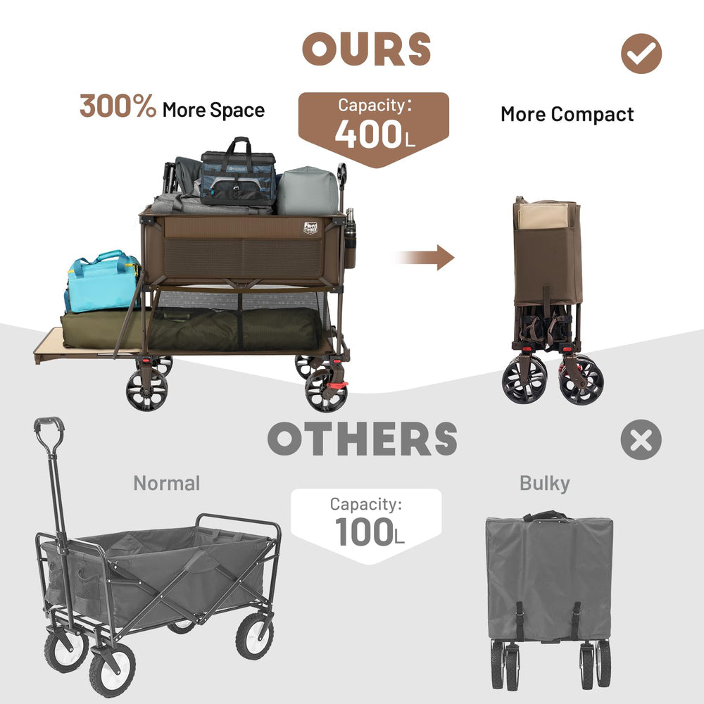 TIMBER RIDGE interior showing both tiers loaded to organize heavy and fragile items