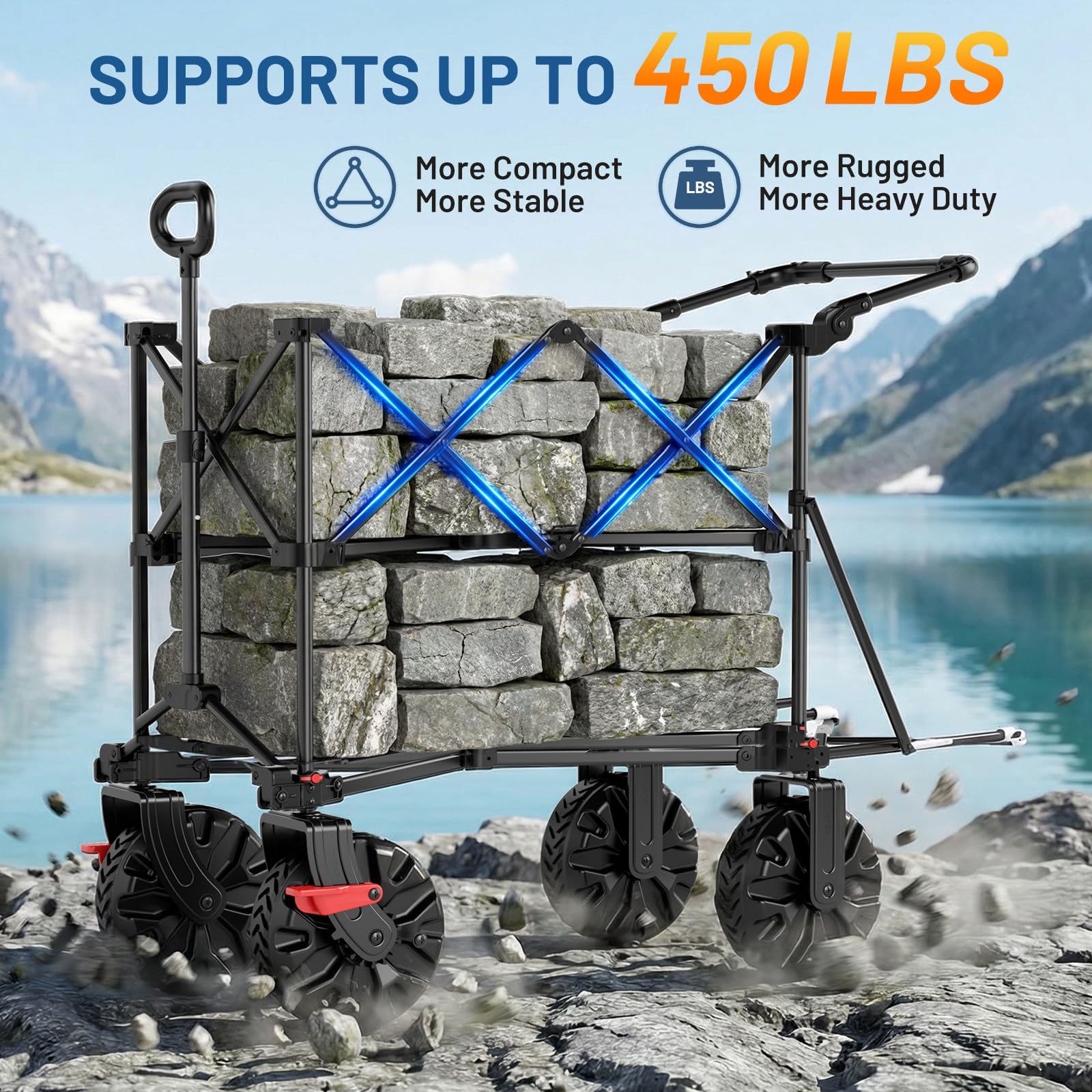 TIMBER RIDGE wagon on beach carrying coolers for effortless outdoor hauling benefit
