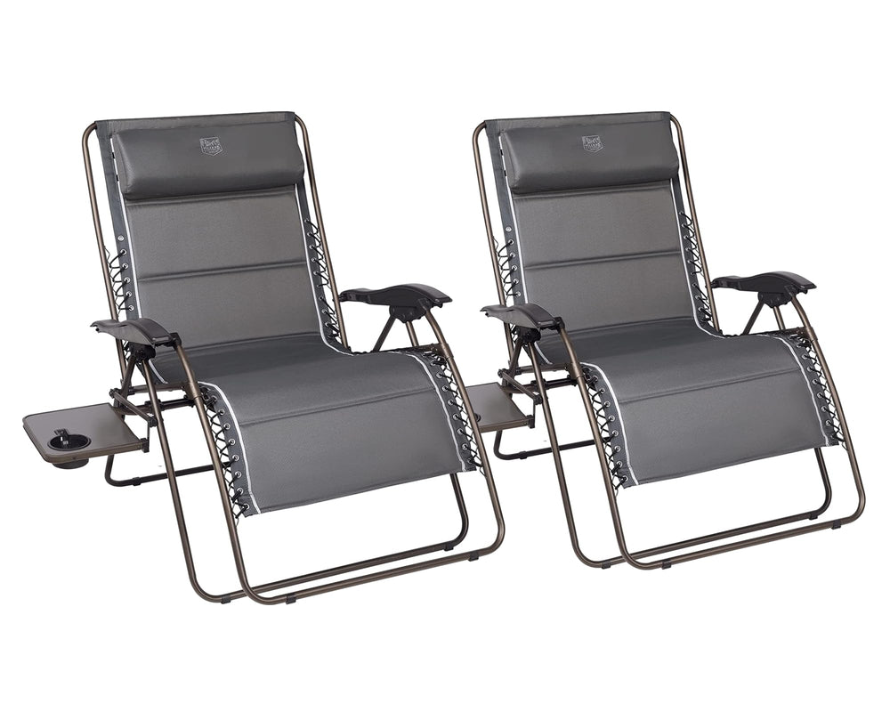TIMBER RIDGE front view of oversized zero gravity chair showing roomy seat for relaxed lounging