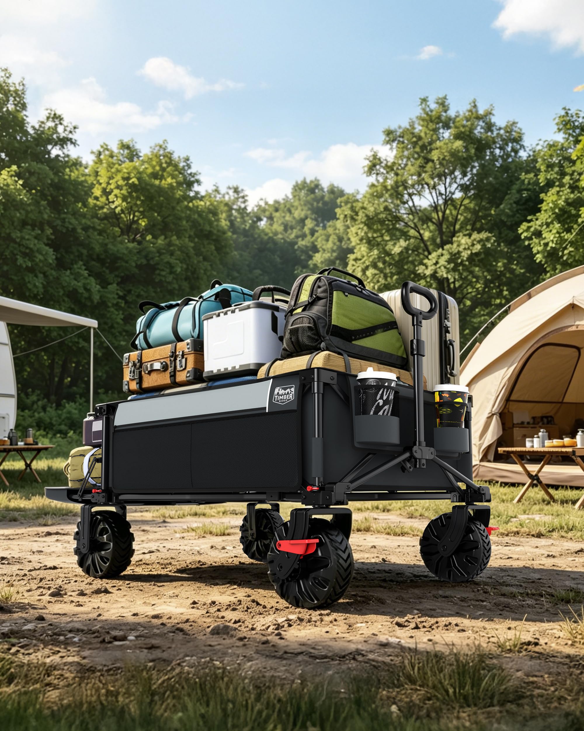 TIMBER RIDGE beside cooler showing size comparison and packing capacity