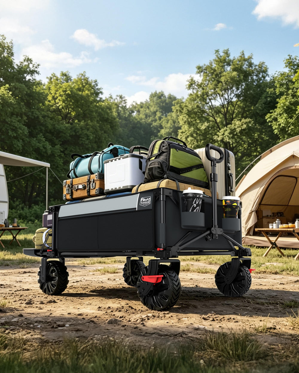 TIMBER RIDGE beside cooler showing size comparison and packing capacity