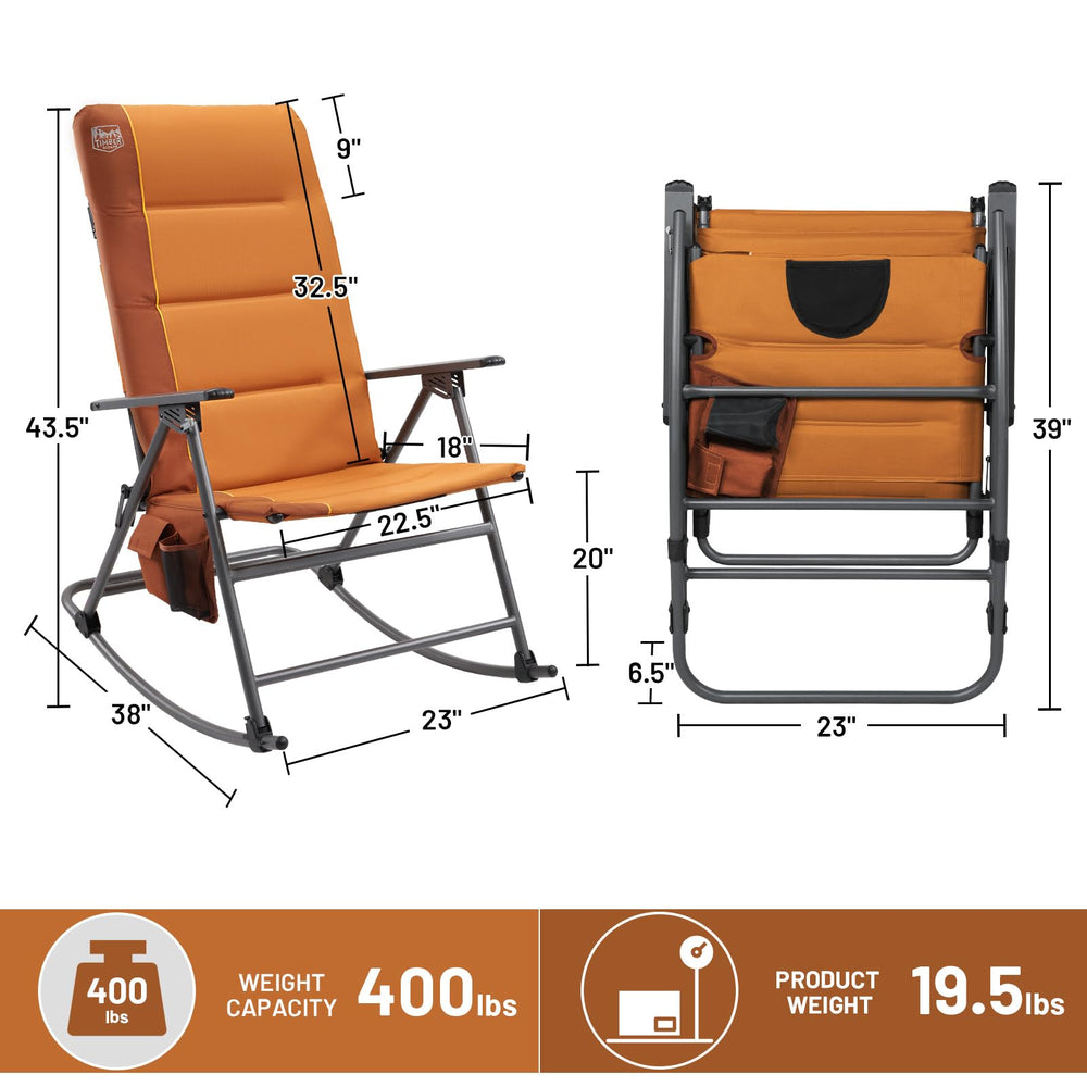 TIMBER RIDGE chair next to person to show size and sturdy 400 lb capacity benefit