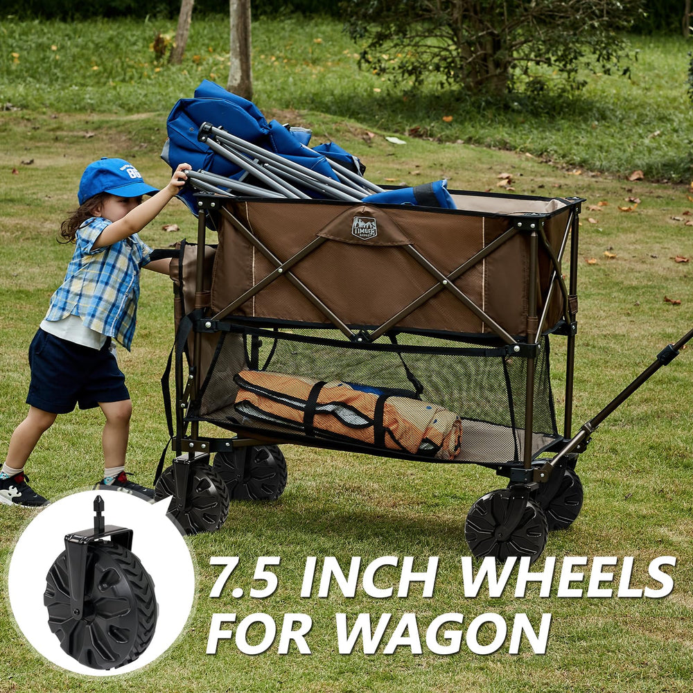 TIMBER RIDGE wheel next to a hand for scale showing compact size and easy handling