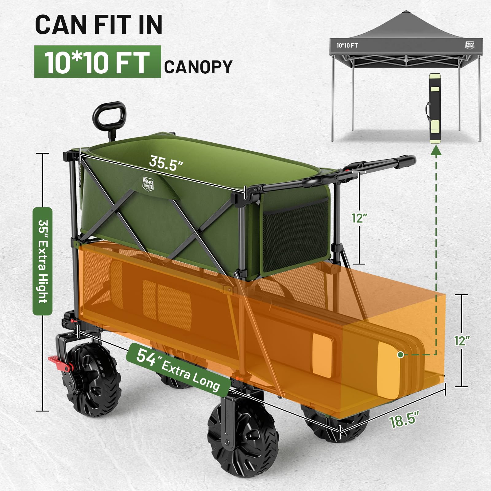 TIMBER RIDGE next to folding chairs showing accurate size scale