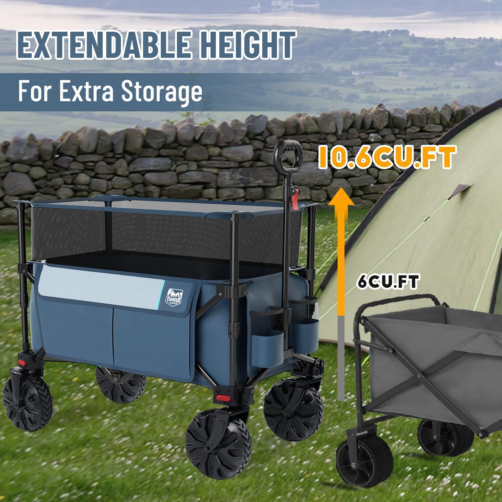 TIMBER RIDGE extendable mesh height detail increases cargo volume advantage