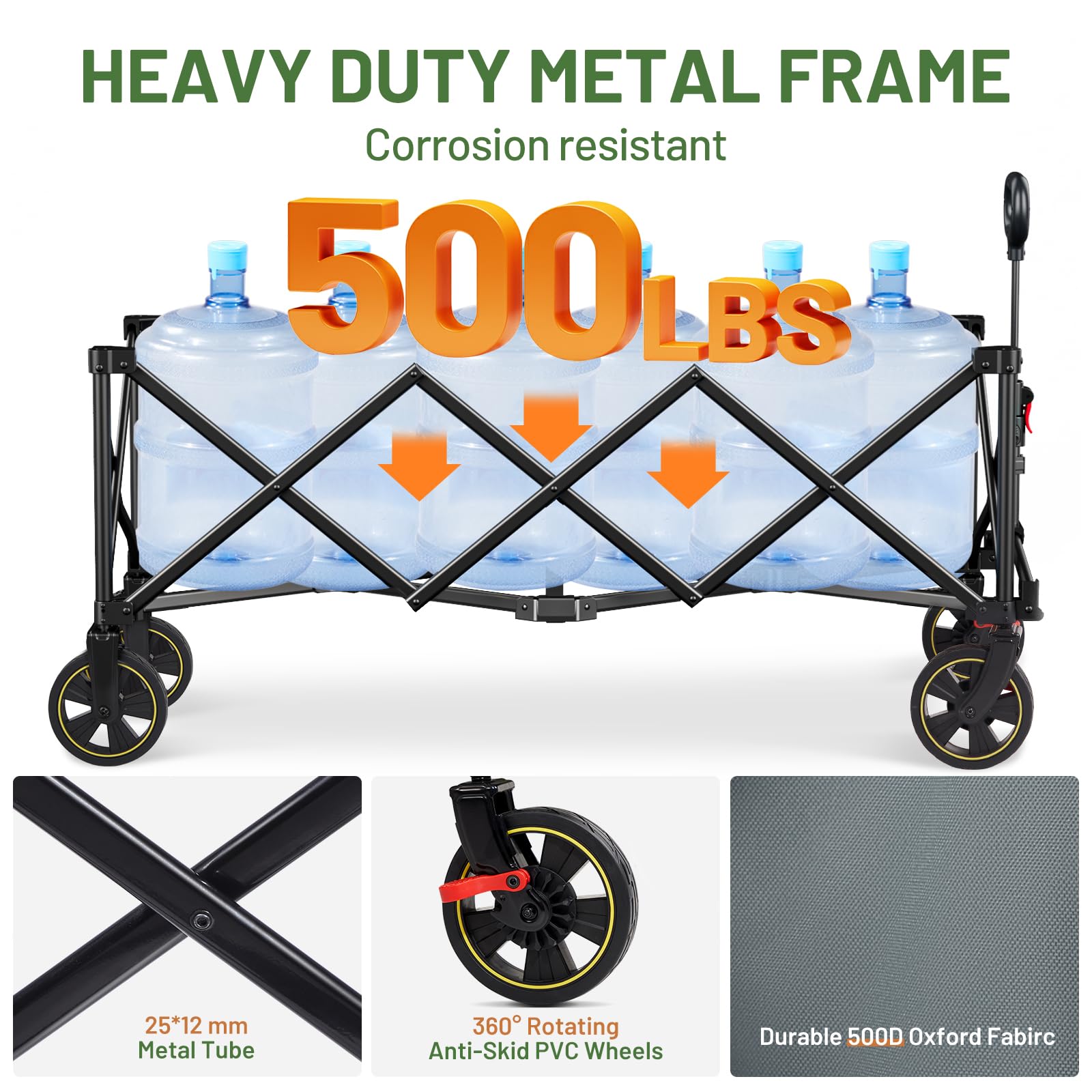 TIMBER RIDGE adjustable ABS handle extended to different heights for ergonomic towing