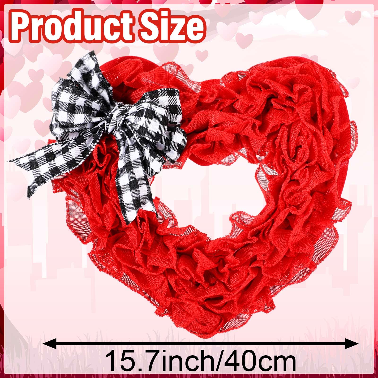Timgle burlap heart wreath close-up showing rustic bow detail