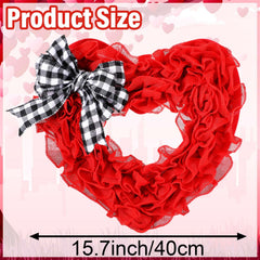 Timgle burlap heart wreath close-up showing rustic bow detail