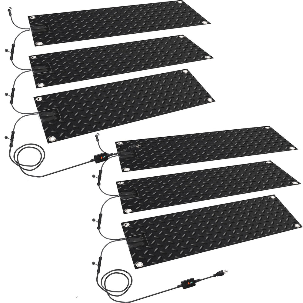 Timgle front view of six bundled mats showing coverage and portability benefit