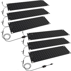 Timgle front view of six bundled mats showing coverage and portability benefit