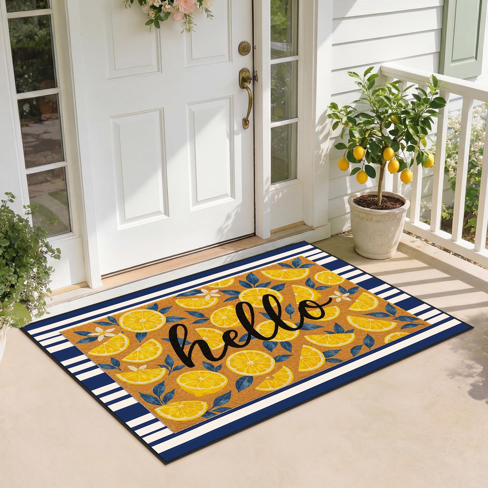 Timgle layered set on porch scene adding cheerful coastal curb appeal
