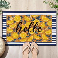 Timgle lemon doormat front view showing welcome graphic and curb appeal