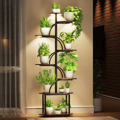 TIMIANO front view of 8-tier oval plant stand showcasing multiple pots and balanced display