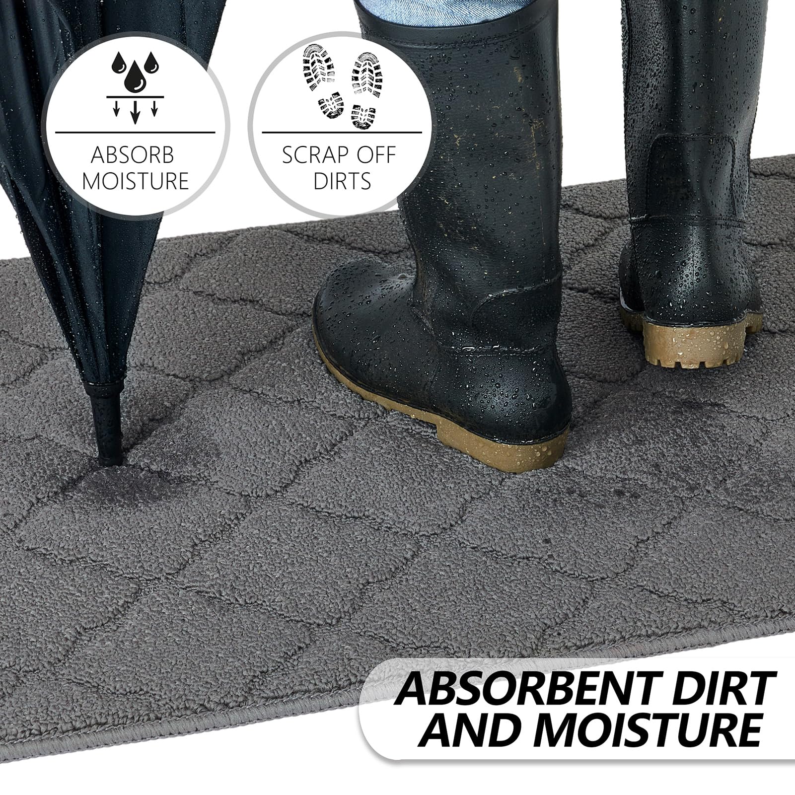 Timo rubber backing detail preventing slips and protecting floors