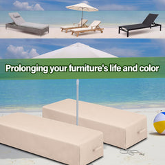 Tingjoo covered chaise by poolside demonstrating weather protection and neat appearance