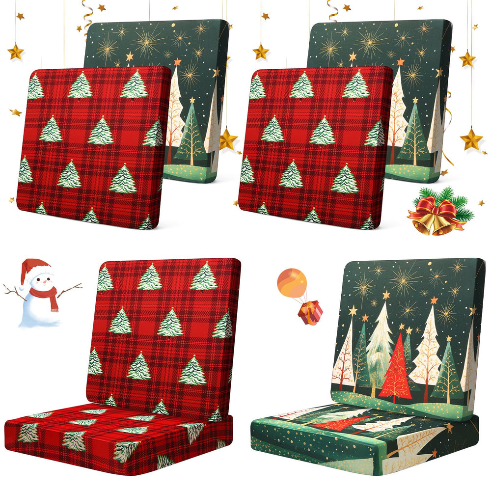 Tingjoo front view of eight Christmas red covers renewing cushions