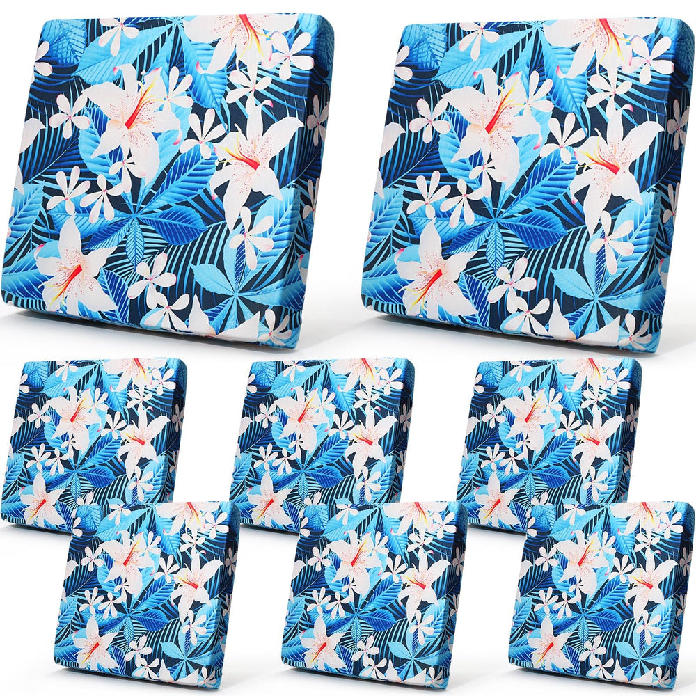 Tingjoo front view of eight white floral cushion covers showing coordinated set and refresh