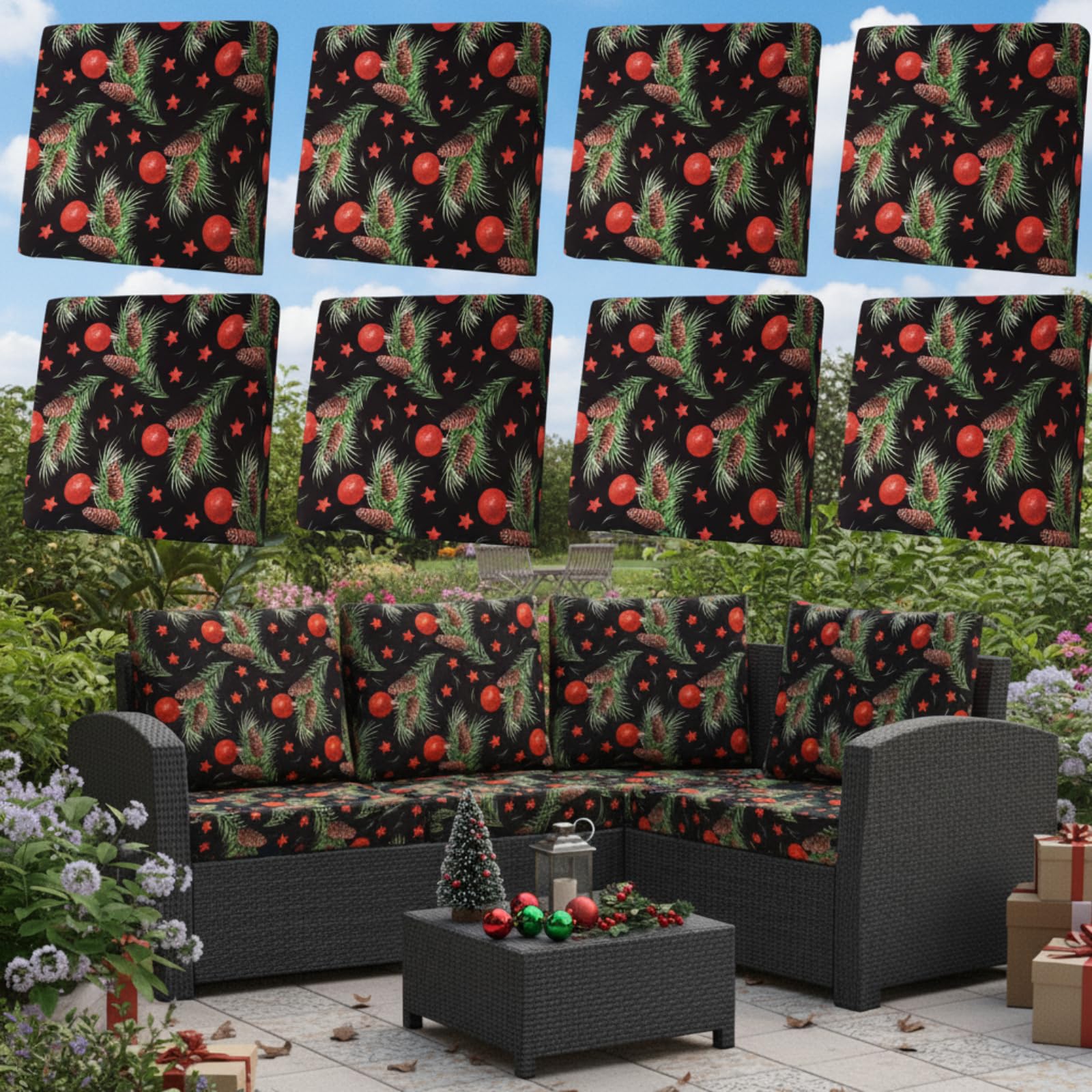Tingjoo styled living room scene adding seasonal decor to seating