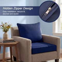 Tingjoo seat cover placed on deep outdoor sofa demonstrating secure fit