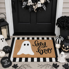 Tinideya front door set on porch showing festive welcome and curb appeal