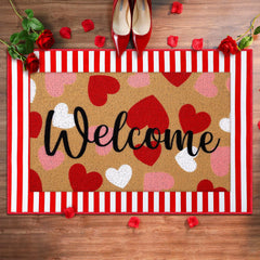Tinideya heart welcome mat front view showing cheerful entrance appeal