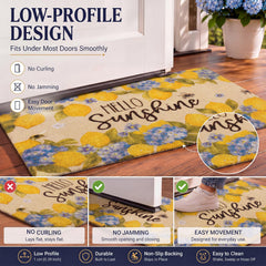 Tinideya closeup of hello sunshine print highlighting fade-resistant ink benefit