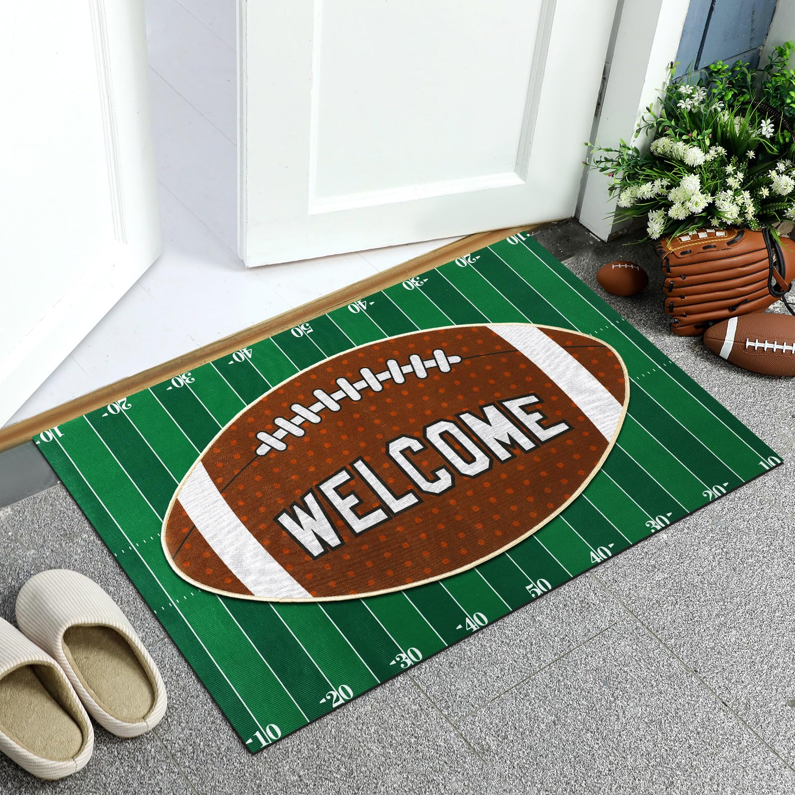 Tinideya layered mats on porch provide decorative and protective coverage