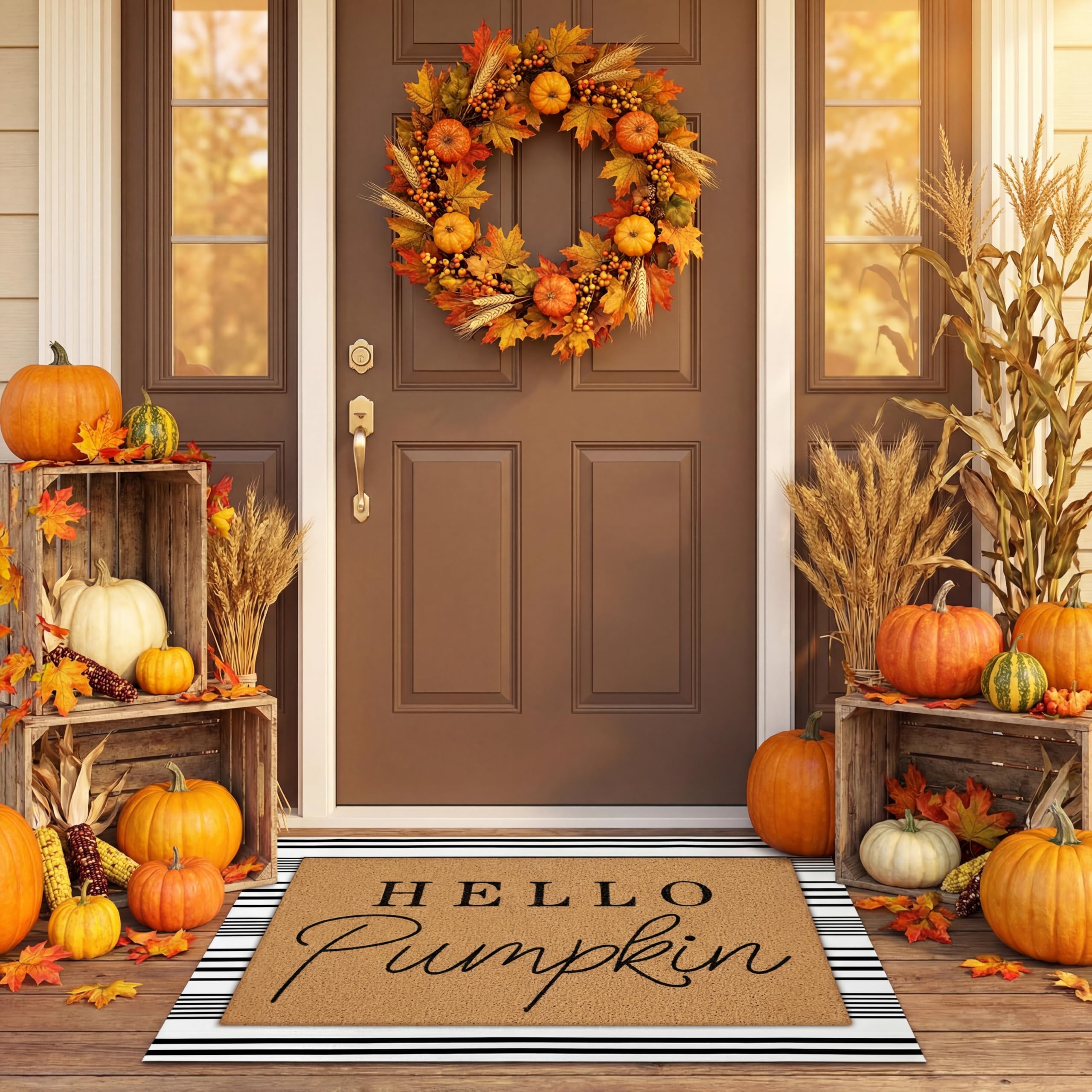 Tinideya mat set staged with Thanksgiving decor adding festive charm