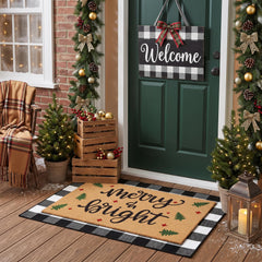 Tinideya checkered mat with Merry Christmas lettering adds charm