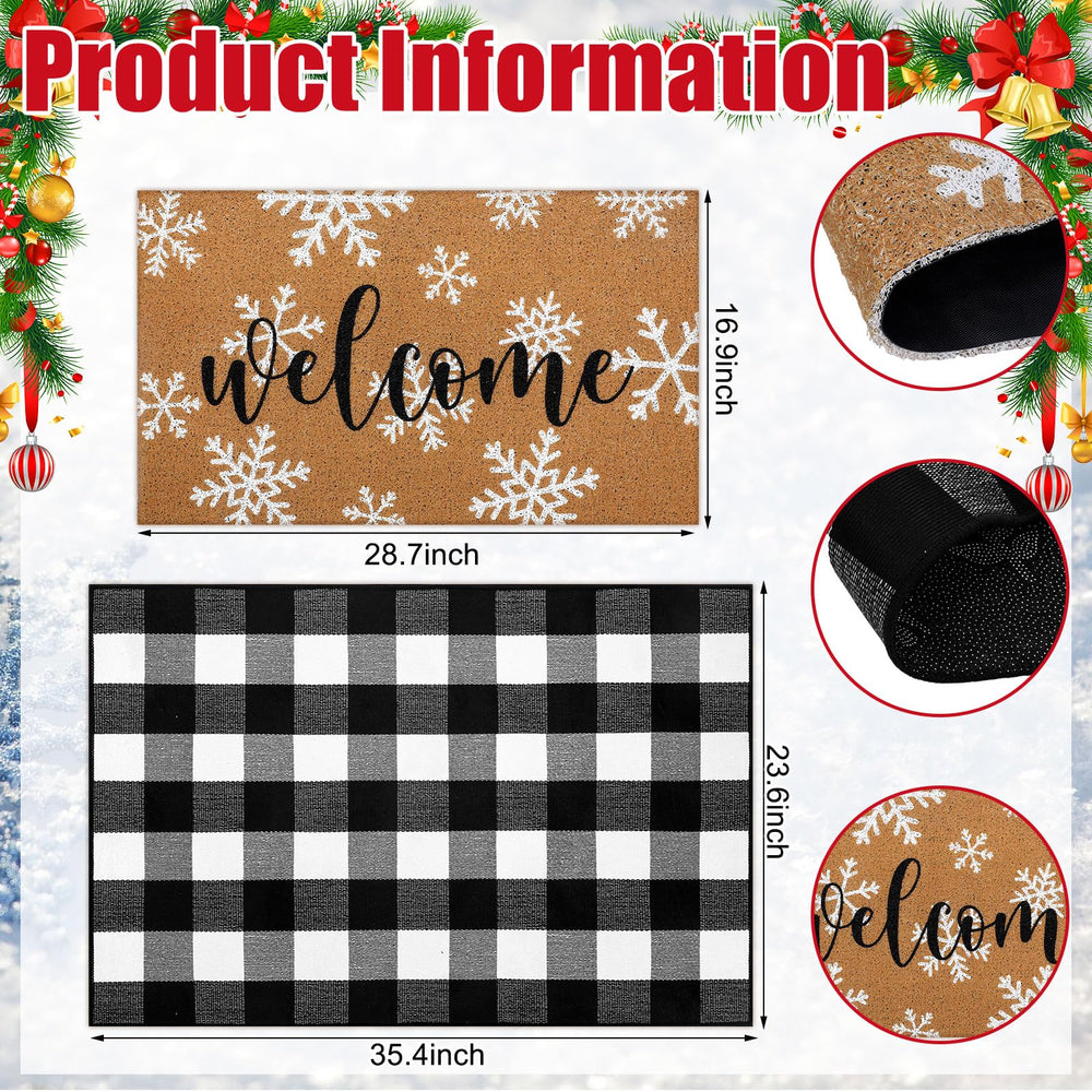 Tinideya close-up of printed snowflake and checkered welcome message for seasonal charm