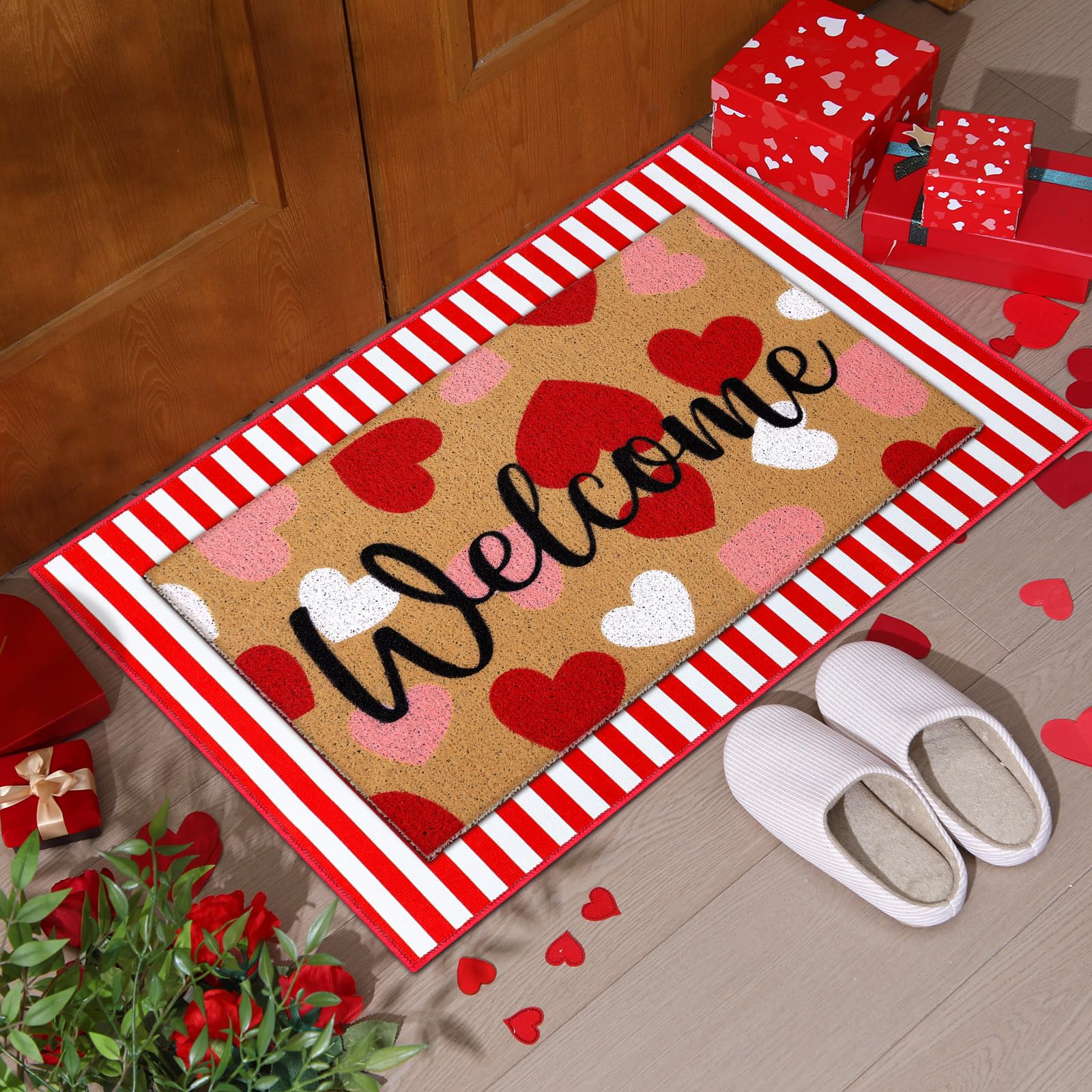 Tinideya red and white striped runner front view adding coordinated style