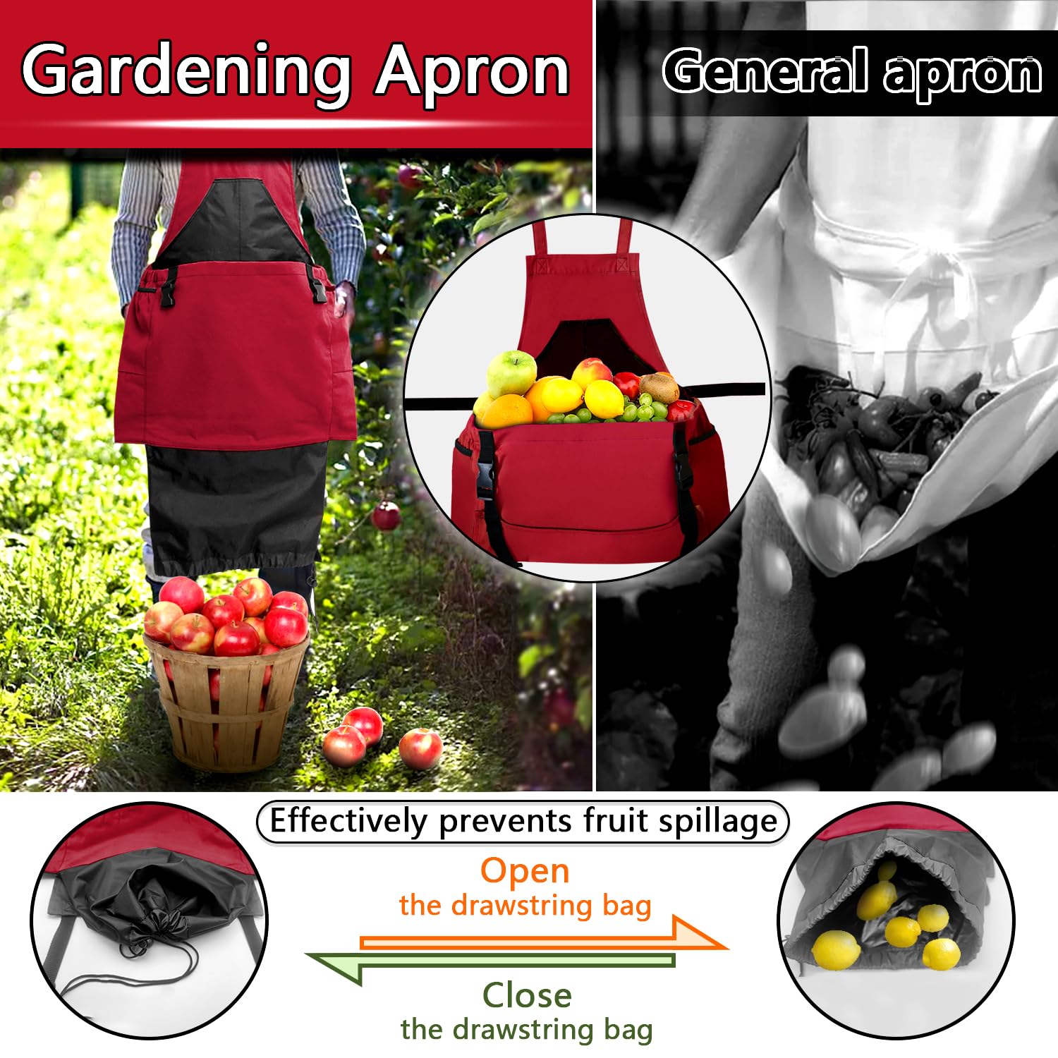 Tintsabo detachable harvest bag with drawstring securing picked produce